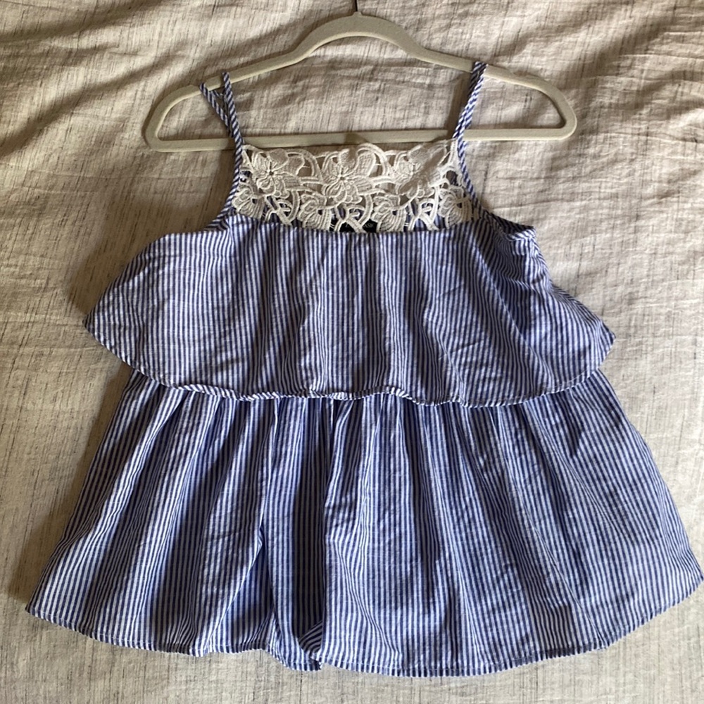 Zara Embroidered Seersucker Striped Top